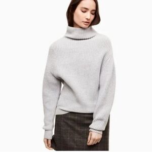 Aritzia Light Gray Merino Wool Turtleneck Sweater